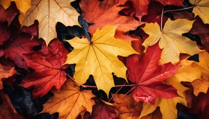 Naklejka na ściany i meble Autumn Season and Dried Leaf Background