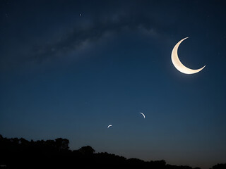 Obraz na płótnie Canvas Crescent moon in the night sky