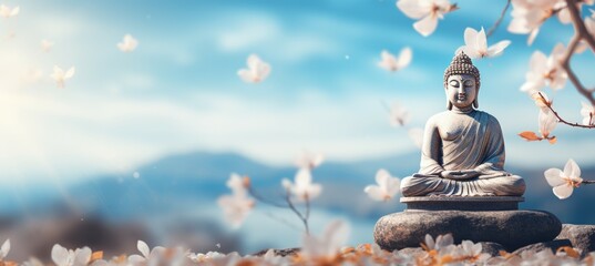 Obrazy na Plexi  Meditation buddha statue. Religion spirituality soul peace concept. Generative AI technology.