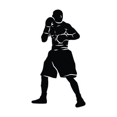 boxer silhouette hand drawing. graphic assets in the form of shadows of boxing players that can be used for background designs