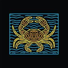 Colorful Monoline Crab Vector Graphic Design illustration Emblem