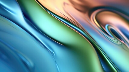 The close up of a glossy liquid surface in cool blue and green colors with a soft focus. Generative AI AIG30. generative AI - obrazy, fototapety, plakaty