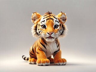 Obraz premium Cute Tiger cartoon on white background