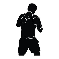 boxer silhouette hand drawing. graphic assets in the form of shadows of boxing players that can be used for background designs