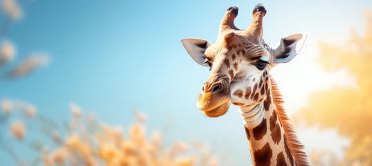 Fotobehang Giraffe head face. Generative AI technology. © Hero Design