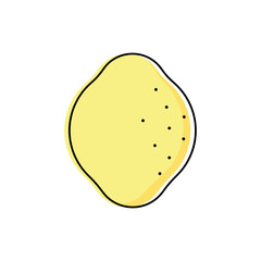 Lemon icon isolated on white. Line art, outline art. Vector food illustration. Healthy, vegan, vegetarian, fresh, organic, bio concept. Emblem, label, sign, mark.
