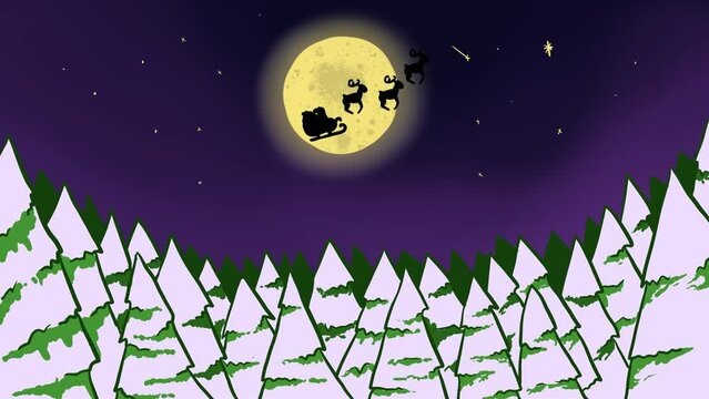Santaclaus flying in Christmas night 