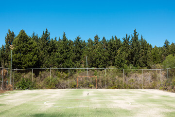 Obraz premium The abandoned football field in Mathraki island, Greece