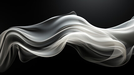 Abstract White and Black Textile Transparent Silky Wavy Soft Fabric Background