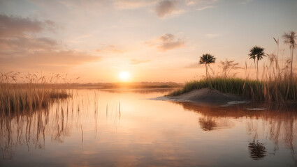 World Wetlands Day concept This Is Sunset render virtual reality on a white background