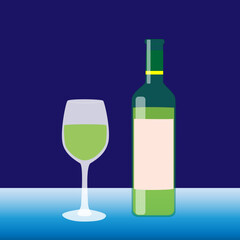 White wine and bottle