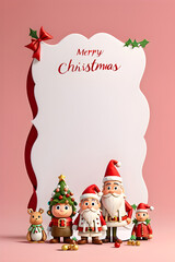 christmas greeting card template with santa claus