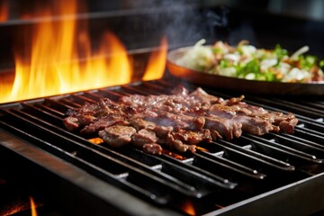 cooking bulgogi on a korean grill