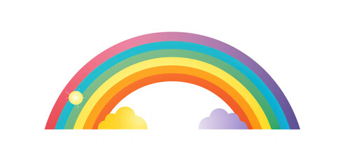 Color rainbow with clouds, rainbow on a white background