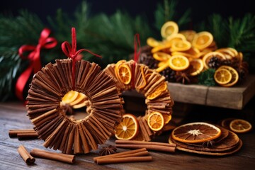 wreaths made from dried oranges and cinnamon sticks
