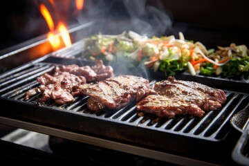 cooking bulgogi on a korean grill