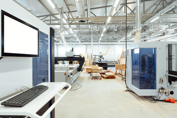 Interior of large workshop of contemporary furniture factory