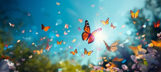 Foto op Plexiglas Flock of butterflies Generative AI technology. © Hero Design