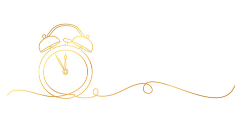 golden alarm clock line art style illustration vector