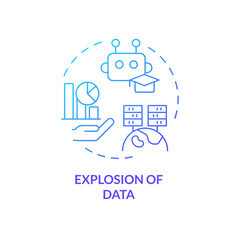 2D gradient explosion of data icon, isolated vector, AI engineer creative thin line illustration