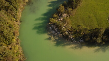 Rivers U turn on autumn day