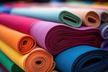 a pile of assorted colorful yoga mats