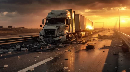 Photo sur Plexiglas Naufrage Accident of Truck collision on the expressway. Generative Ai