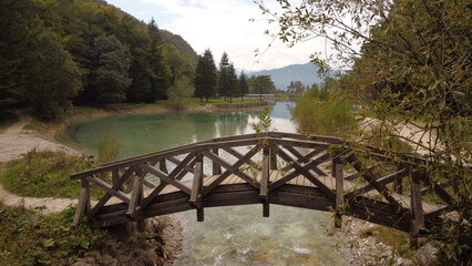 wooden bridge over the river