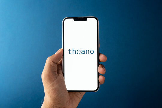 West Bangal, India - july 5, 2023 : Theano ai logo on phone screen stock image.