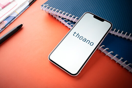 West Bangal, India - july 5, 2023 : Theano ai logo on phone screen stock image.