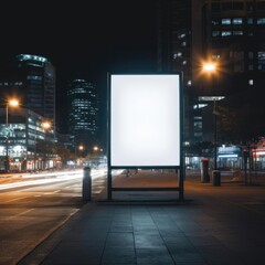 Blank billboard sign mockup in the urban environment, empty space to display your advertising or branding company. - 657451108