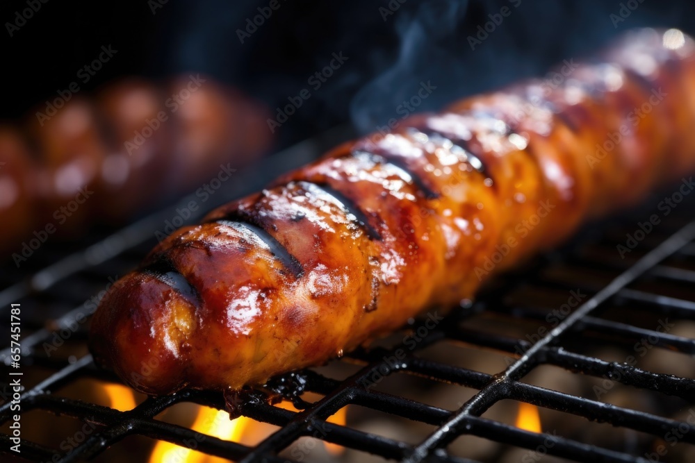 Poster close up shot of a sausage on a grill