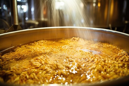 saison beer brewing process in a stainless-steel vat