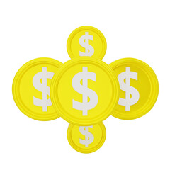 3d rendering coin much icon object
