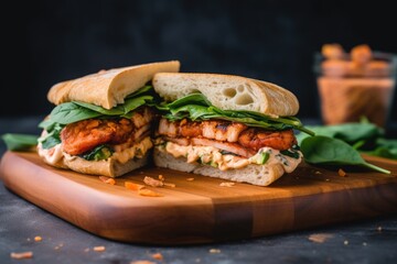 sandwich with spicy mayo and cajun-spiced shrimp