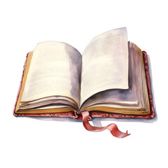 Obraz premium 開かれた古い本の水彩イラスト