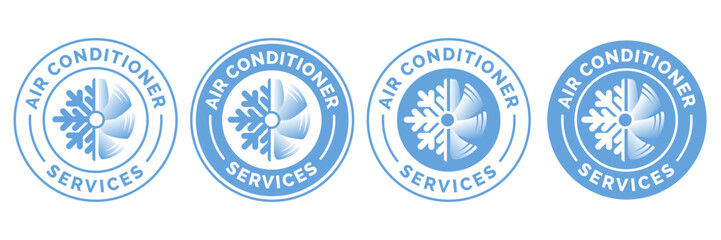 Set Air Conditioner Repair & Service Logo Vector Icon Illustration.