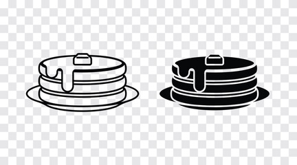 Breakfast pancakes with syrup and butter on a plate flat vector icon for food apps and websites.