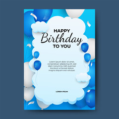 happy birthday background. greeting card and design template with balloon decoration