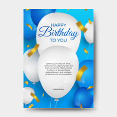 happy birthday background. greeting card and design template with balloon decoration