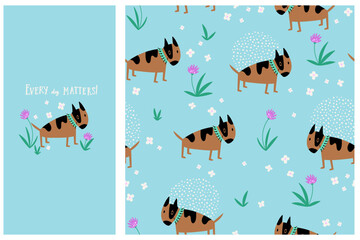 Bull terrier background and card