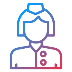 Female Flight Attendant Icon Style