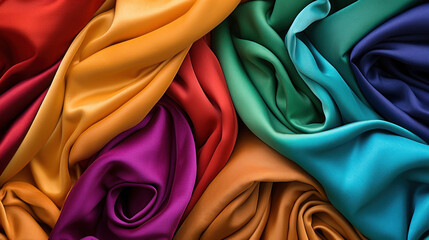 Background of colorful silk fabrics