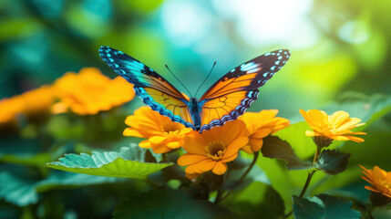 A beautiful close-up of a butterfly sitting on a flower