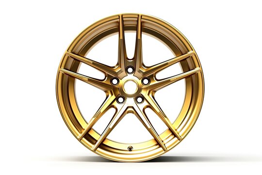 gold alloy car wheel isolated on white background