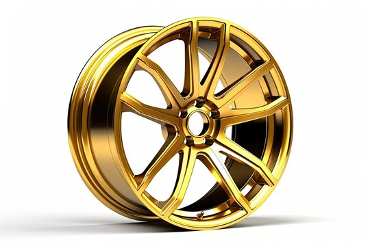 gold alloy car wheel isolated on white background