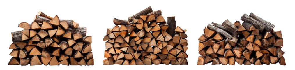 Set of stacked firewood cut out