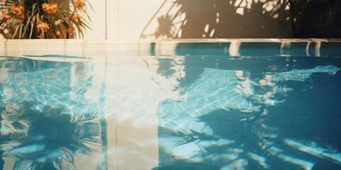 Fototapeta na wymiar Swimming pool day sunlight. Retro style.