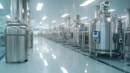 Fototapeten Pharmaceutical factory, Production line in pharmaceutical factory. © visoot