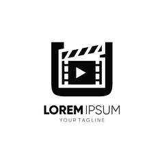 Letter U Clapperboard Logo Design Vector Icon Graphic Emblem Illustration